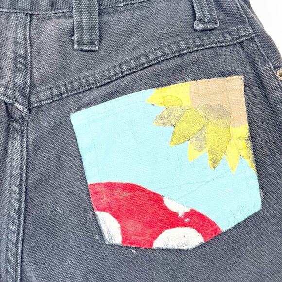 Express No 4 Womens Y2K Boho Hippie Floral Mushroom Paint Denim Shorts Size‎ 3/4 - Picture 6 of 7